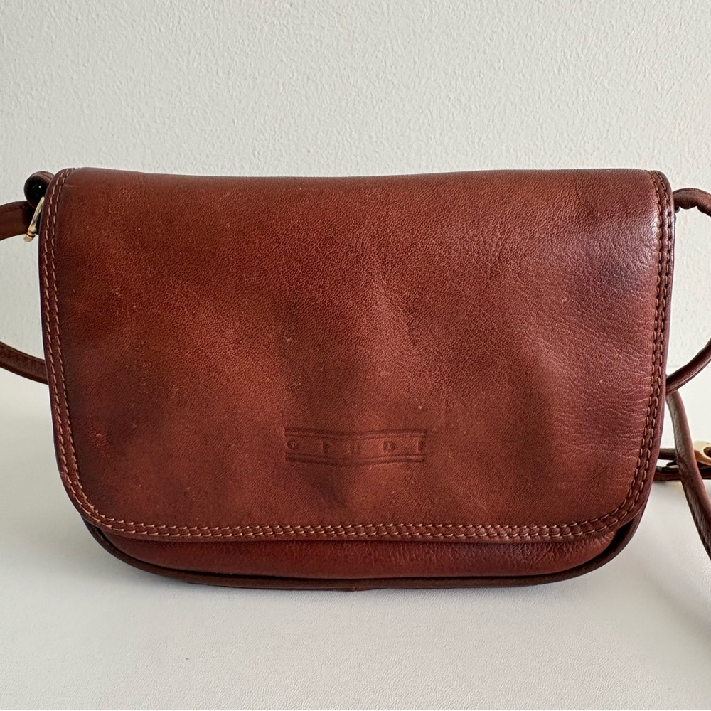 Giudi Italy Brown Leather Crossbody Bag Small Minimal Vintage